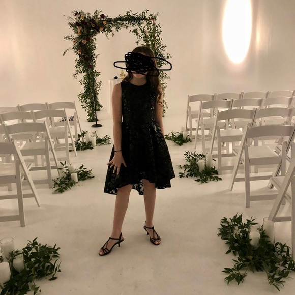 Blink Blank Black Lace & Sequin Dress High Low Back - Girls Size 8-10 - Picture 3 of 3